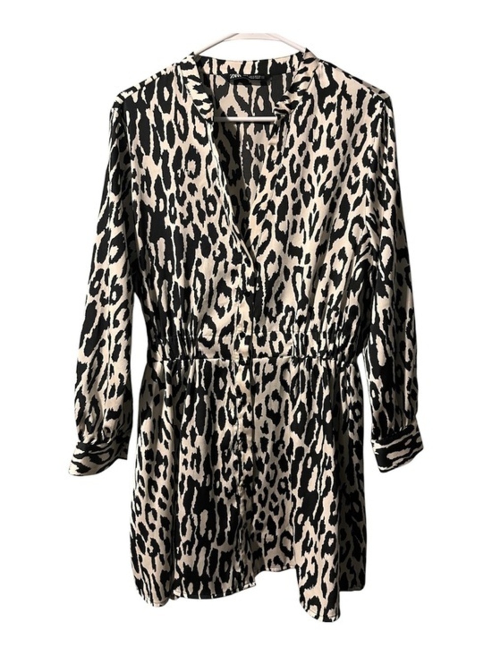 Zara Black and Cream Leopard Print Dress